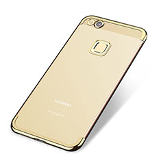 Huawei Nova Lite用極薄ソフトケース シリコンケース 耐衝撃 全面保護 クリア透明 H02 ファーウェイ ゴールド