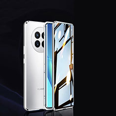 Huawei Nova Y91用ケース 高級感 手触り良い アルミメタル 製の金属製 360度 フルカバーバンパー 鏡面 カバー P02 ファーウェイ シルバー