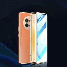 Huawei Nova Y91用ケース 高級感 手触り良い アルミメタル 製の金属製 360度 フルカバーバンパー 鏡面 カバー P01 ファーウェイ ゴールド