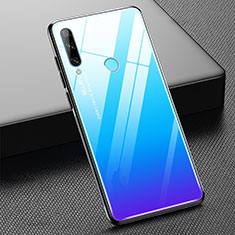 Huawei P Smart+ Plus (2019)用ハイブリットバンパーケース プラスチック 鏡面 虹 グラデーション 勾配色 カバー H02 ファーウェイ ブルー
