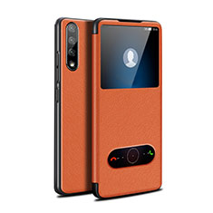 Huawei P smart S用手帳型 レザーケース スタンド カバー L12 ファーウェイ オレンジ