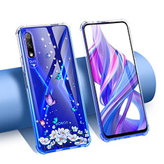 Huawei P Smart Z (2019)用極薄ソフトケース シリコンケース 耐衝撃 全面保護 クリア透明 花 T01 ファーウェイ パープル