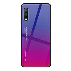 Huawei P Smart Z (2019)用ハイブリットバンパーケース プラスチック 鏡面 虹 グラデーション 勾配色 カバー ファーウェイ ローズレッド