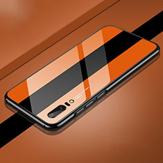 Huawei P20用ケース 高級感 手触り良い アルミメタル 製の金属製 カバー T01 ファーウェイ オレンジ