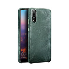 Huawei P20用ケース 高級感 手触り良いレザー柄 R01 ファーウェイ グリーン