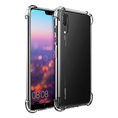 Huawei P20用極薄ソフトケース シリコンケース 耐衝撃 全面保護 クリア透明 K01 ファーウェイ クリア