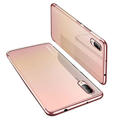 Huawei P20用極薄ソフトケース シリコンケース 耐衝撃 全面保護 クリア透明 H02 ファーウェイ ローズゴールド