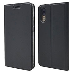 Huawei P20用手帳型 レザーケース スタンド カバー L04 ファーウェイ ブラック