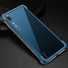 Huawei P20用ケース 高級感 手触り良い アルミメタル 製の金属製 バンパー カバー ファーウェイ ネイビー