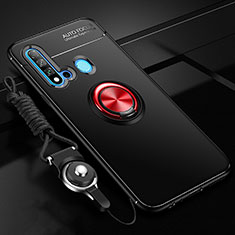 Huawei P20 Lite (2019)用極薄ソフトケース シリコンケース 耐衝撃 全面保護 アンド指輪 マグネット式 バンパー T01 ファーウェイ レッド・ブラック