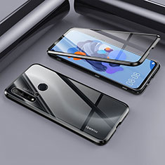 Huawei P20 Lite (2019)用ケース 高級感 手触り良い アルミメタル 製の金属製 360度 フルカバーバンパー 鏡面 カバー T02 ファーウェイ ブラック