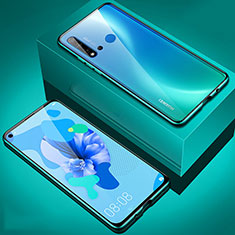 Huawei P20 Lite (2019)用ケース 高級感 手触り良い アルミメタル 製の金属製 360度 フルカバーバンパー 鏡面 カバー T05 ファーウェイ シアン