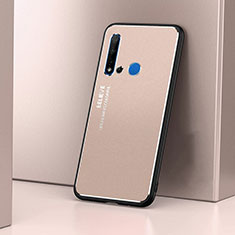 Huawei P20 Lite (2019)用ケース 高級感 手触り良い アルミメタル 製の金属製 カバー T02 ファーウェイ ゴールド