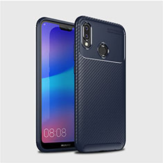 Huawei P20 Lite用シリコンケース ソフトタッチラバー ツイル カバー ファーウェイ ネイビー