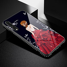 Huawei P20 Pro用ハイブリットバンパーケース プラスチック ドレスガール ドレス少女 鏡面 カバー ファーウェイ レッド・ブラック