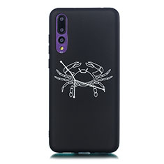 Huawei P20 Pro用シリコンケース ソフトタッチラバー 星座 カバー S03 ファーウェイ ブラック