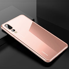 Huawei P20 Pro用極薄ソフトケース シリコンケース 耐衝撃 全面保護 クリア透明 S03 ファーウェイ ローズゴールド