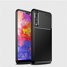 Huawei P20 Pro用シリコンケース ソフトタッチラバー ツイル カバー Y01 ファーウェイ ブラック