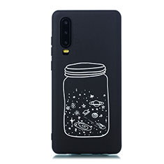 Huawei P30用シリコンケース ソフトタッチラバー バタフライ 星空 カバー ファーウェイ ホワイト