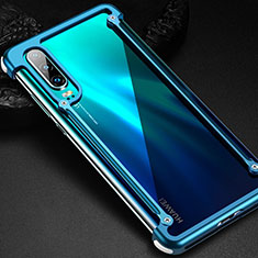 Huawei P30用ケース 高級感 手触り良い アルミメタル 製の金属製 バンパー カバー ファーウェイ ネイビー