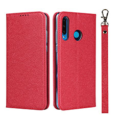 Huawei P30 Lite New Edition用手帳型 レザーケース スタンド カバー T09 ファーウェイ レッド