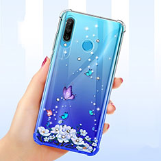 Huawei P30 Lite XL用極薄ソフトケース シリコンケース 耐衝撃 全面保護 クリア透明 花 ファーウェイ マルチカラー