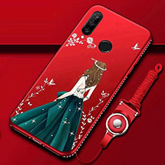 Huawei P30 Lite XL用シリコンケース ソフトタッチラバー バタフライ ドレスガール ドレス少女 カバー K01 ファーウェイ マルチカラー