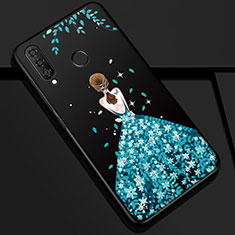 Huawei P30 Lite XL用シリコンケース ソフトタッチラバー バタフライ ドレスガール ドレス少女 カバー K03 ファーウェイ ネイビー・ブラック