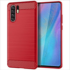 Huawei P30 Pro用シリコンケース ソフトタッチラバー ライン カバー ファーウェイ レッド