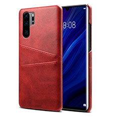 Huawei P30 Pro用ケース 高級感 手触り良いレザー柄 R05 ファーウェイ レッド