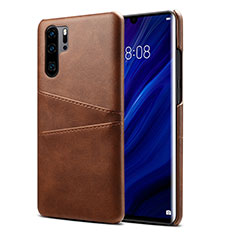 Huawei P30 Pro用ケース 高級感 手触り良いレザー柄 R05 ファーウェイ ブラウン