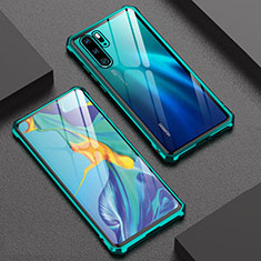 Huawei P30 Pro New Edition用ケース 高級感 手触り良い アルミメタル 製の金属製 バンパー 鏡面 カバー ファーウェイ シアン