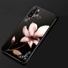 Huawei P30 Pro New Edition用シリコンケース ソフトタッチラバー 花 カバー S01 ファーウェイ ピンク