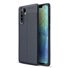 Huawei P30 Pro New Edition用シリコンケース ソフトタッチラバー レザー柄 S01 ファーウェイ ネイビー