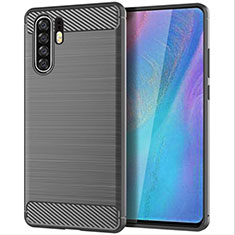 Huawei P30 Pro New Edition用シリコンケース ソフトタッチラバー ライン カバー ファーウェイ グレー