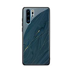 Huawei P30 Pro New Edition用ハイブリットバンパーケース プラスチック パターン 鏡面 K01 ファーウェイ ネイビー