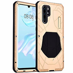 Huawei P30 Pro New Edition用ケース 高級感 手触り良い アルミメタル 製の金属製 カバー T02 ファーウェイ ゴールド