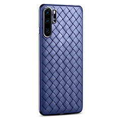 Huawei P30 Pro New Edition用シリコンケース ソフトタッチラバー レザー柄 カバー H02 ファーウェイ ネイビー