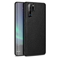 Huawei P30 Pro New Edition用シリコンケース ソフトタッチラバー レザー柄 カバー H05 ファーウェイ ブラック