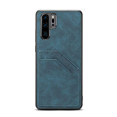 Huawei P30 Pro New Edition用ケース 高級感 手触り良いレザー柄 R08 ファーウェイ ネイビー