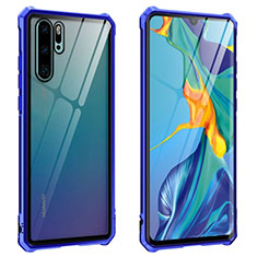 Huawei P30 Pro New Edition用ケース 高級感 手触り良い アルミメタル 製の金属製 360度 フルカバーバンパー 鏡面 カバー T08 ファーウェイ ネイビー