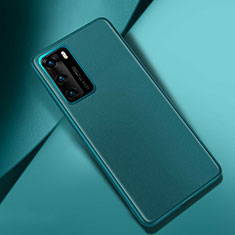 Huawei P40用ケース 高級感 手触り良いレザー柄 ファーウェイ グリーン