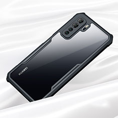 Huawei P40 Lite 5G用ハイブリットバンパーケース クリア透明 プラスチック 鏡面 カバー K01 ファーウェイ ブラック