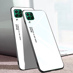 Huawei P40 Lite用ハイブリットバンパーケース プラスチック 鏡面 虹 グラデーション 勾配色 カバー ファーウェイ ホワイト