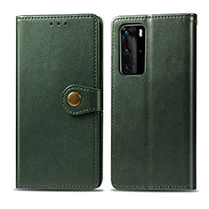 Huawei P40 Pro用手帳型 レザーケース スタンド カバー S05D ファーウェイ グリーン