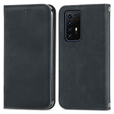 Huawei P40 Pro用手帳型 レザーケース スタンド カバー S04D ファーウェイ ブラック