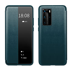 Huawei P40 Pro用手帳型 レザーケース スタンド カバー LF1 ファーウェイ グリーン