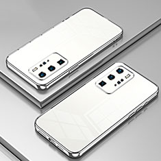 Huawei P40 Pro用極薄ソフトケース シリコンケース 耐衝撃 全面保護 クリア透明 SY1 ファーウェイ シルバー