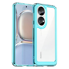 Huawei P50用ハイブリットバンパーケース クリア透明 プラスチック カバー J01S ファーウェイ ネイビー