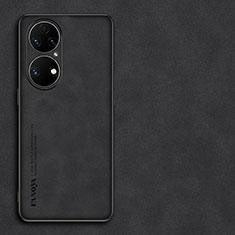 Huawei P50用ケース 高級感 手触り良いレザー柄 S01 ファーウェイ ブラック